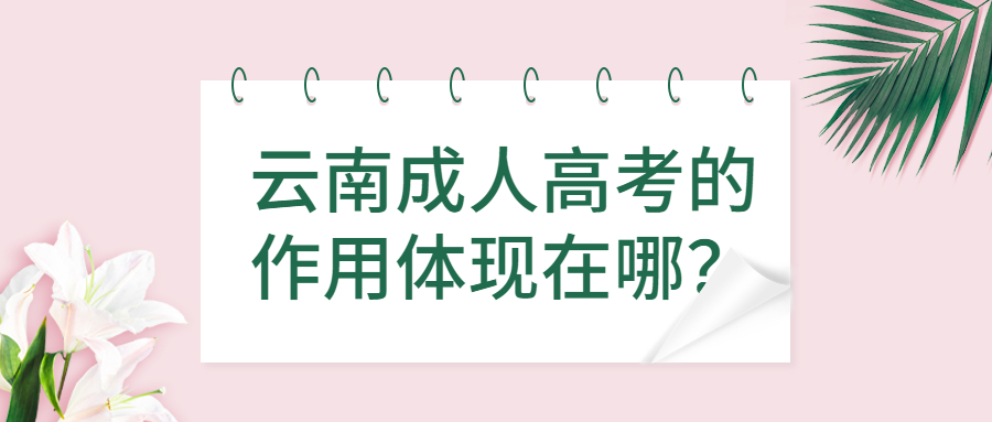 学历提升：云南成人高考的作用体现在哪？